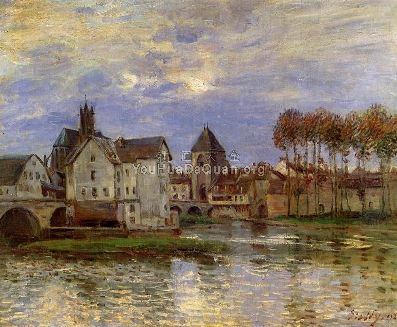 The Moret Bridge at Sunset - 阿尔弗莱德·西斯莱